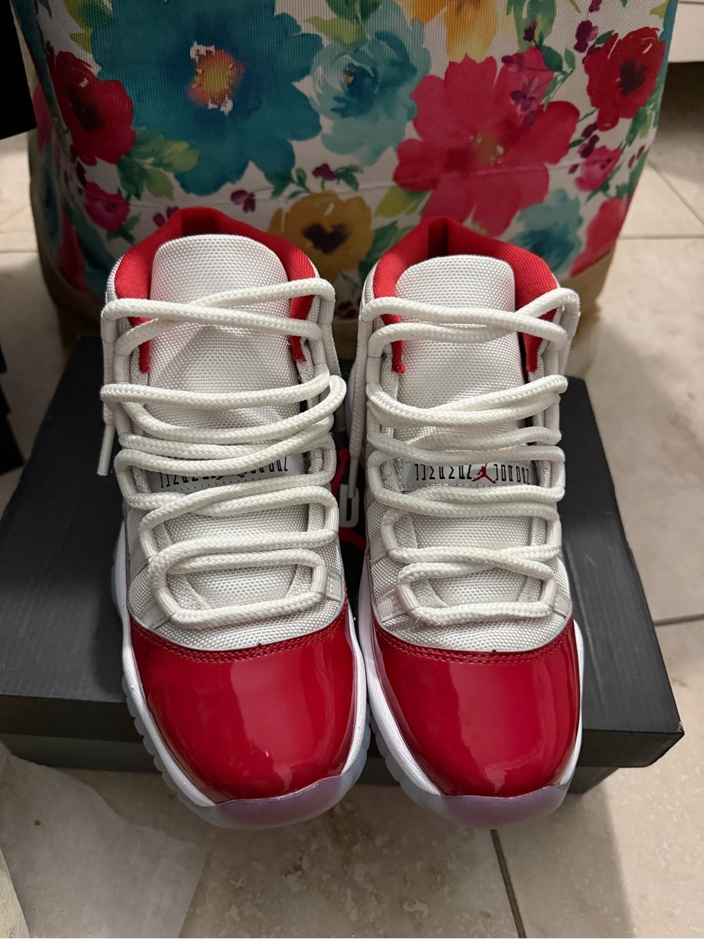Jordan Kids White and Red Low-Top Sneakers